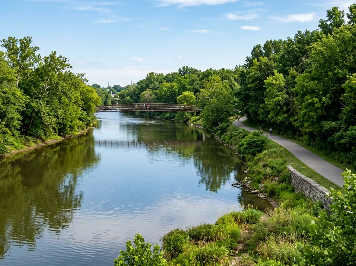 The White River flowing through a park in Muncie, Indiana